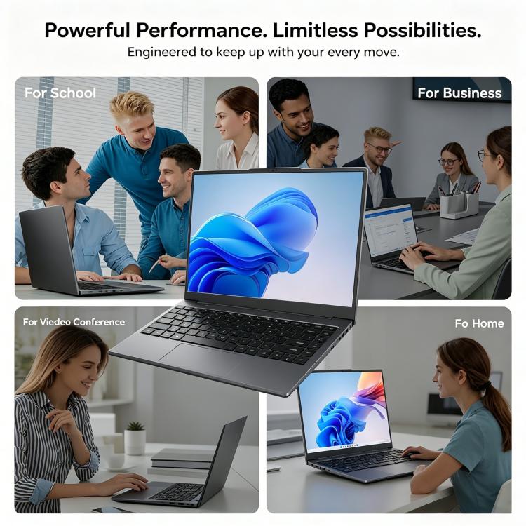 E140C 14 inch Lightweight Laptop, 8GB+256GB, Windows 11 Intel Celeron N5095 Quad Core, US Plug - Image 4
