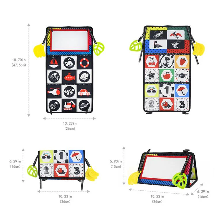 Early Childhood Education Foldable Cloth Book Toy with Distorting Mirror, Type:Letter+4-page Animals Book&Teether - Image 2