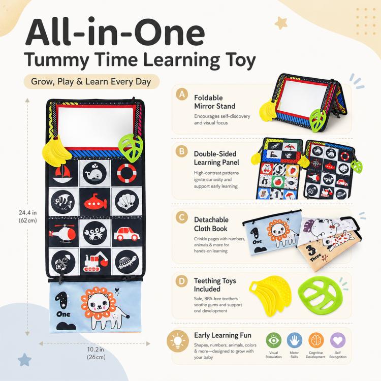 Early Childhood Education Foldable Cloth Book Toy with Distorting Mirror, Type:Shape - Image 3
