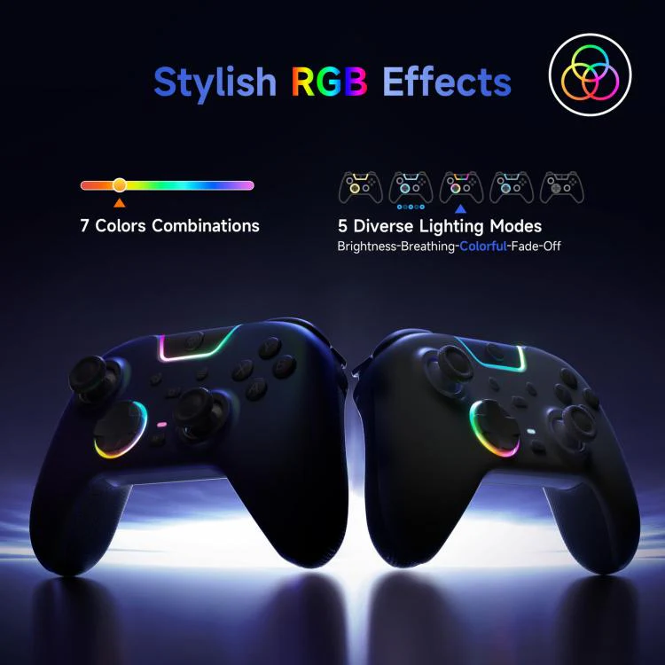 EasySMX X05Pro Wireless PC Gaming Controller Tri-Mode Hall Effect Gamepad with Dual-Stage Triggers & Silent Buttons for PC & Switch Black With Charging Dock - Image 11