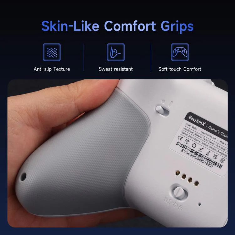 EasySMX X05Pro Wireless PC Gaming Controller Tri-Mode Hall Effect Gamepad with Dual-Stage Triggers & Silent Buttons for PC & Switch Grey White - Image 12