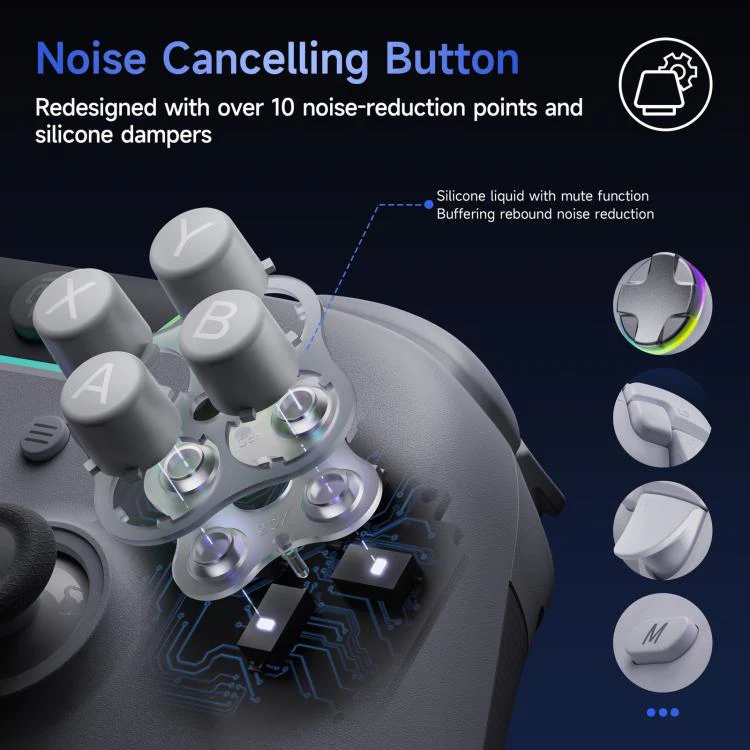 EasySMX X05Pro Wireless PC Gaming Controller Tri-Mode Hall Effect Gamepad with Dual-Stage Triggers & Silent Buttons for PC & Switch White With Charging Dock - Image 4