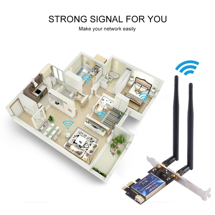 EDUP EP-9620 2 in 1 AC1200Mbps 2.4GHz & 5.8GHz Dual Band PCI-E 2 Antenna WiFi Adapter External Network Card + Bluetooth - Image 7