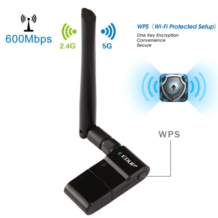 EDUP EP-AC1635 600Mbps Dual Band Wireless 11AC USB Ethernet Adapter 2dBi Antenna for Laptop / PC(Black) - Image 9