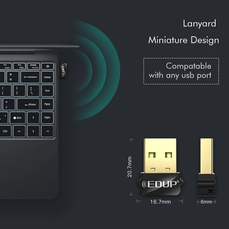 EDUP EP-AC1651 USB WIFI Adapter 650Mbps Dual Band 5G/2.4GHz External Wireless Network Card Wifi Dongle Receiver for Laptop Windows MacOS - Image 5