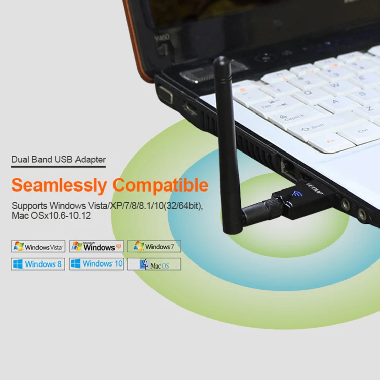 EDUP EP-DB1607 600Mbps 2.4GHz & 5GHz Dual Band Wireless Wifi USB 2.0 Ethernet Adapter Network Card - Image 8