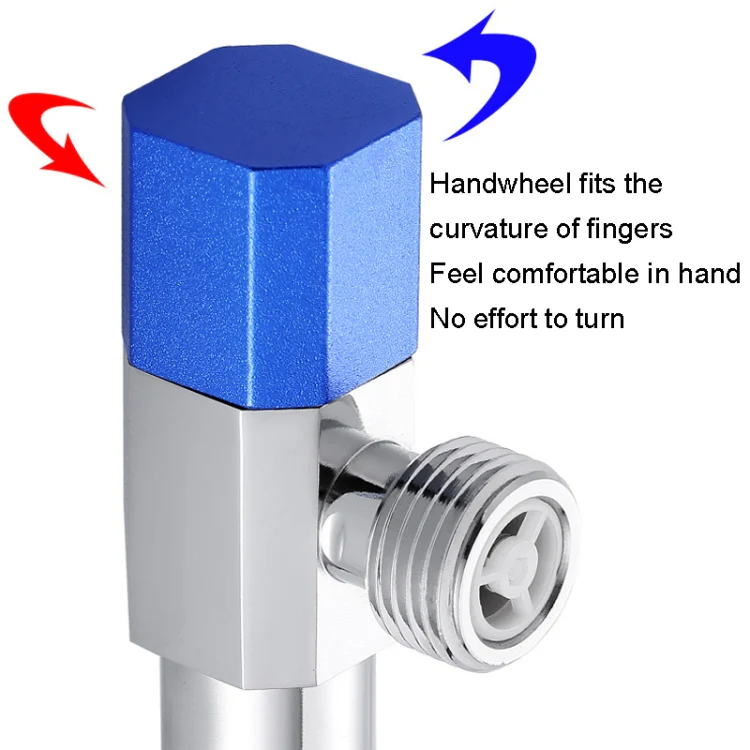 Eight Sides With Check Valve Pure Copper Angle Valve High Flow Water Inlet Valve(Blue Wheel) - Image 4