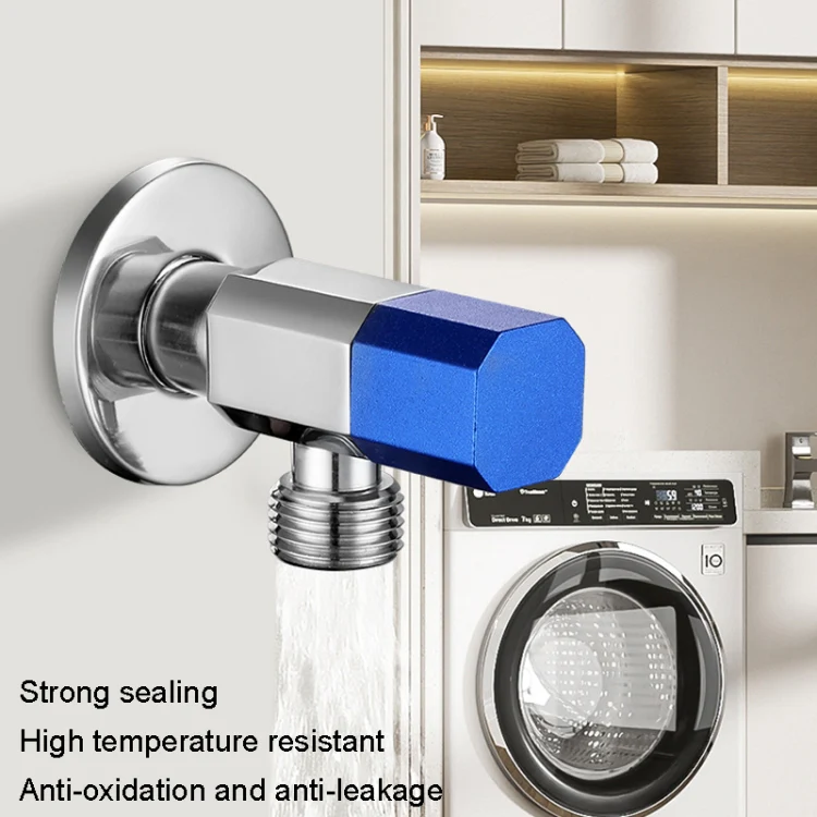 Eight Sides With Check Valve Pure Copper Angle Valve High Flow Water Inlet Valve(Blue Wheel) - Image 6