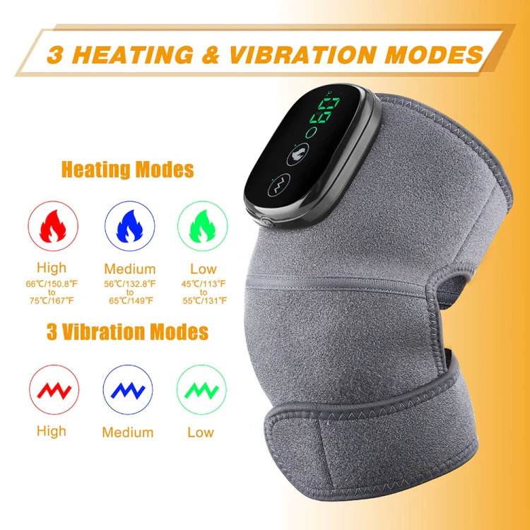 Electric Heating Therapy Knee Massager Vibration Massage Knee Pad(Gray) - Image 3