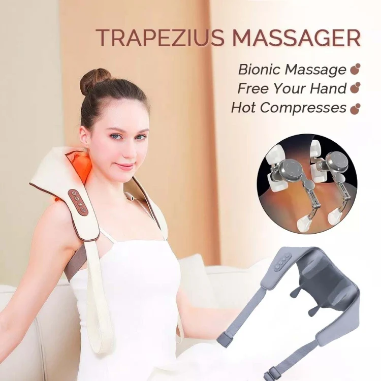 Electric Neck And Shoulder Massager Shiatsu Back Neck Massager With Heat(White) - Image 2