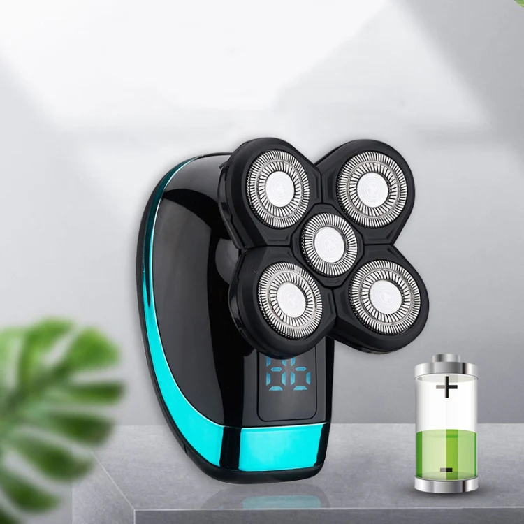 Electric Shaver Rechargeable Razor Intelligent Digital Display Bald Hair Clipper,Style: With Nasal Hair Apparatus - Image 3