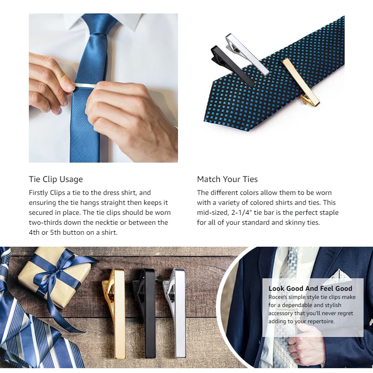 Electroplated Copper Colored Men Tie Clip(Z1039 Silver) - Image 5