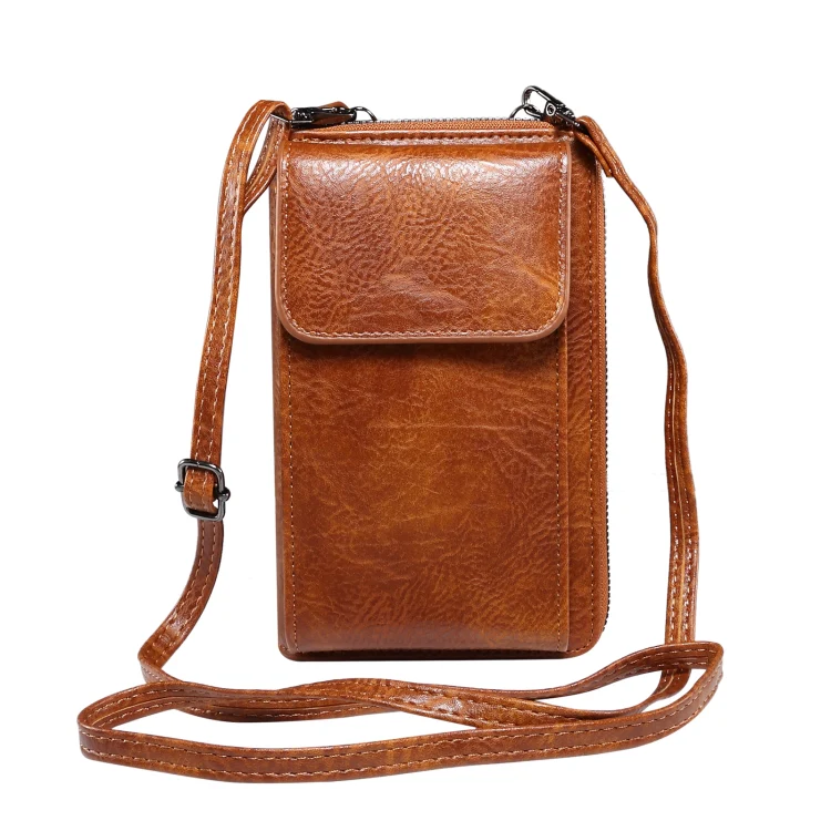 Elephant Pattern Multifunctional Cross Bag Phone Case(Brown)