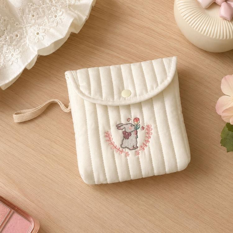 Embroidered Cartoon Cute Sanitary Napkin Mini Storage Bag, Color: Rabbit Bow