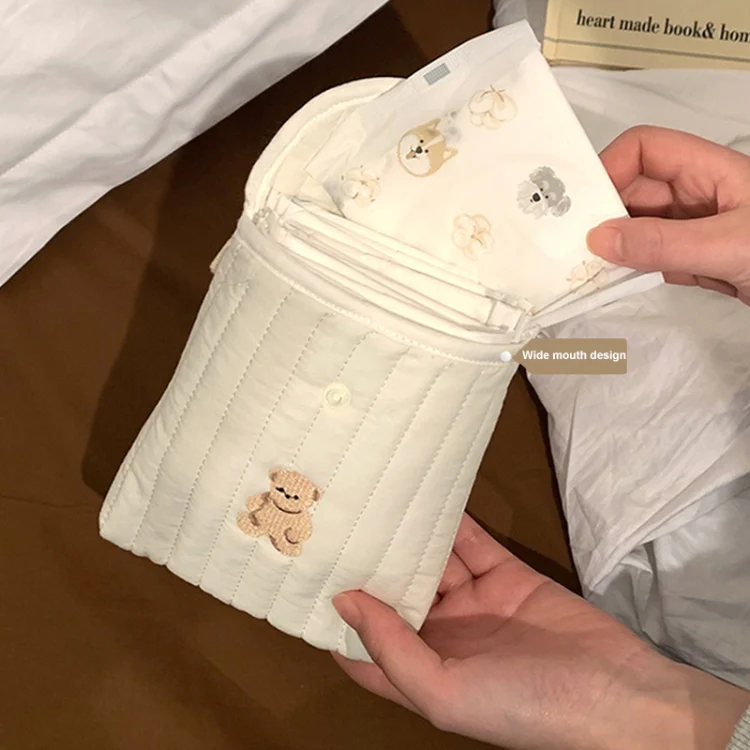 Embroidered Cartoon Cute Sanitary Napkin Mini Storage Bag, Color: Tulip - Image 3