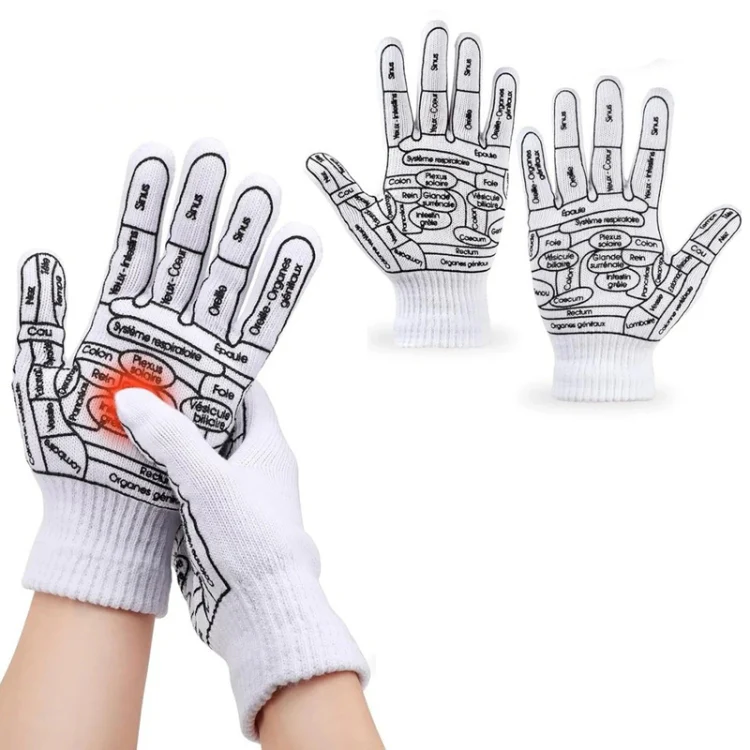 English Hand Massage Gloves Acupuncture Point Palm Reflex Zone Meridian Physical Therapy Gloves, Size: Average - Image 2
