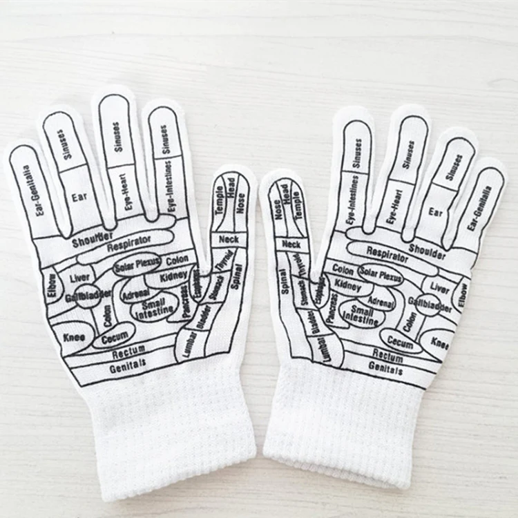 English Hand Massage Gloves Acupuncture Point Palm Reflex Zone Meridian Physical Therapy Gloves, Size: Average - Image 3