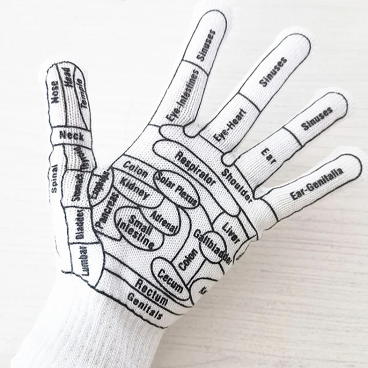 English Hand Massage Gloves Acupuncture Point Palm Reflex Zone Meridian Physical Therapy Gloves, Size: Average - Image 4