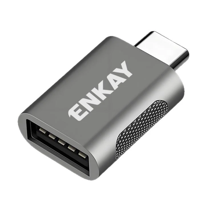 ENKAY ENK-AT131 10Gbps Female USB 3.2 A to Male USB C Data Adapter Zinc Alloy Converter(Gunmetal Gray)