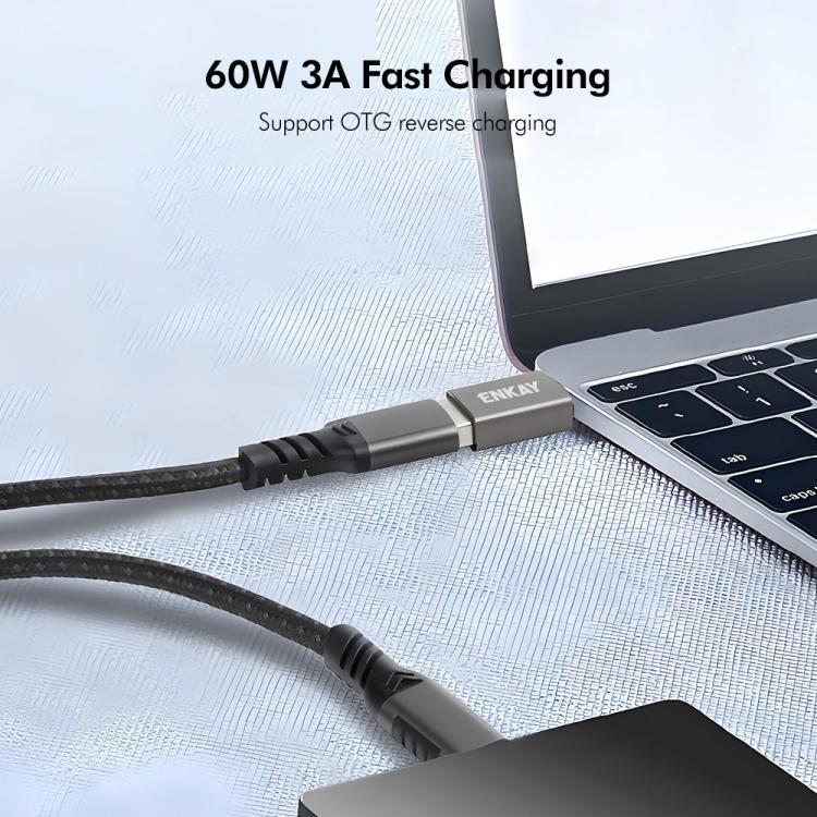 ENKAY ENK-AT134 10Gbps Female USB 3.2 A to Male USB C Data Adapter Aluminum Alloy Converter(Black) - Image 3