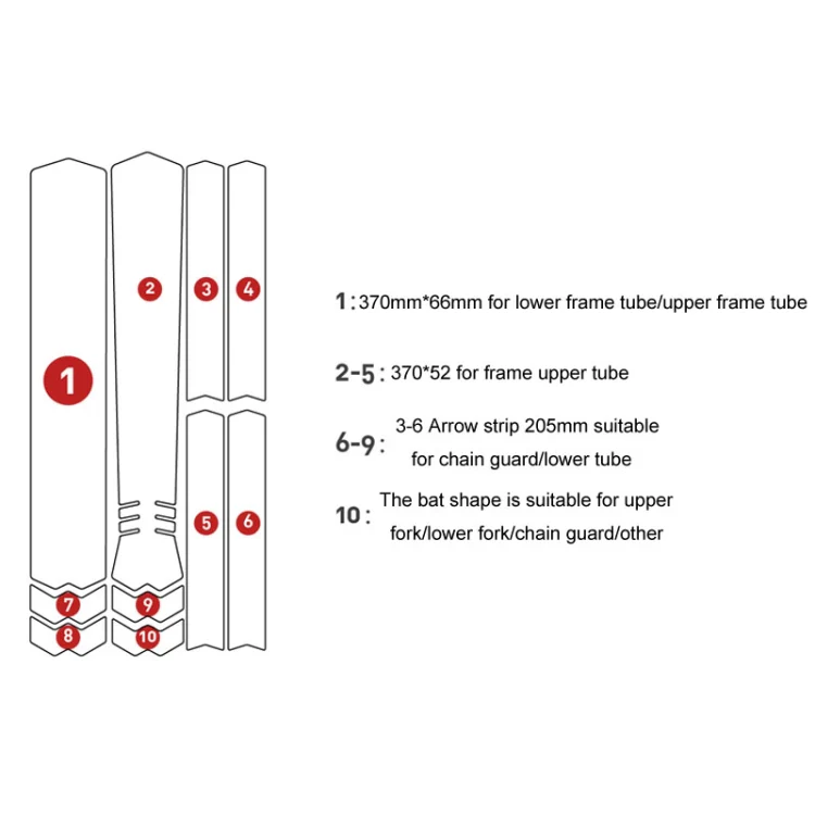 ENLEE E-2210 10pcs /Set Bicycle Jersey Stickers Mountain Bike Frame Protection Adhesive Tape, Model: Explosion - Image 3