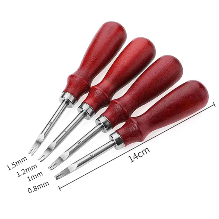 ER015 DIY Craft Leather Carving Leather Round Corner Tool Wood Handle Repair Device 1.0mm - Image 2