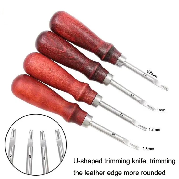 ER015 DIY Craft Leather Carving Leather Round Corner Tool Wood Handle Repair Device 1.0mm - Image 4