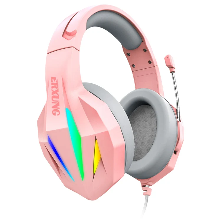 ERXUNG J5 Head-Mounted Gaming Headset Wire-Controlled Desktop Computer Gaming With Microphone Luminous Headset(Pink) - Image 2