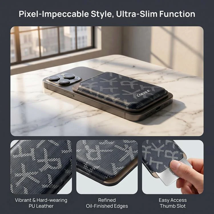 ESEBLE S8 PU Leather Letter Texture Magnetic Mobile Phone Card Slots(Black) - Image 7