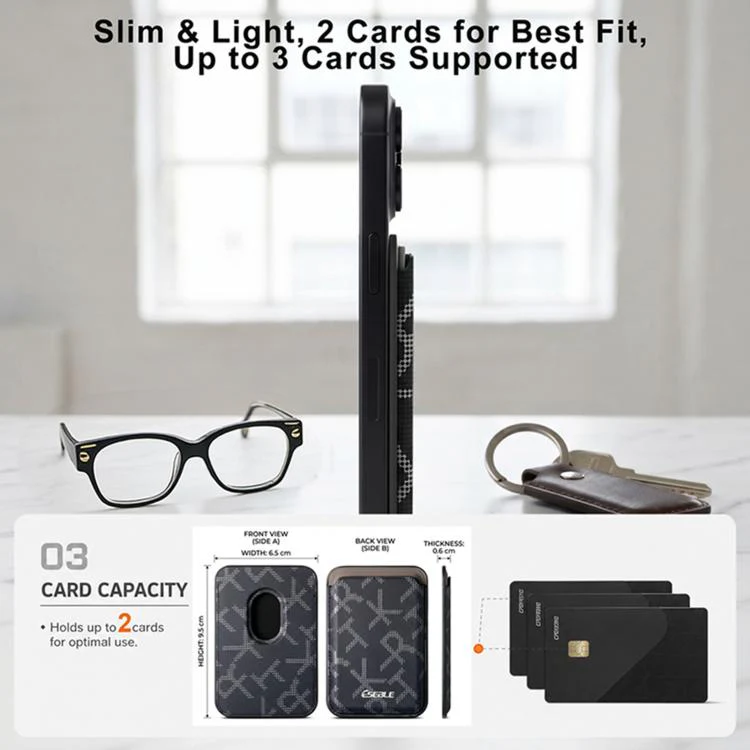 ESEBLE S8 PU Leather Letter Texture Magnetic Mobile Phone Card Slots(Brown) - Image 9