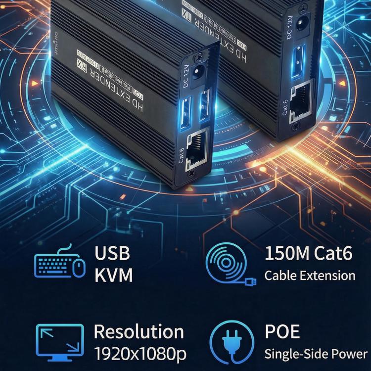 ET1815KVM 150m 1080P 60Hz HDMI Extender with Cat6 / RJ45 / KVM Port, Plug:US Plug - Image 10