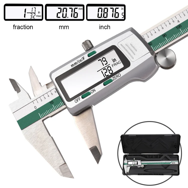 ET50 0-150mm Green Stainless Steel Vernier Caliper With Digital Display - Image 6