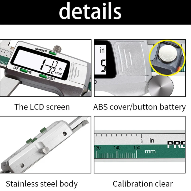 ET50 0-150mm Green Stainless Steel Vernier Caliper With Digital Display - Image 9