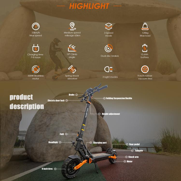 [EU Warehouse] Kukirin G2 Pro VMP 500W Three-speed Folding Electric Offroad Scooter with 9 inch Vacuum Tires - Image 4