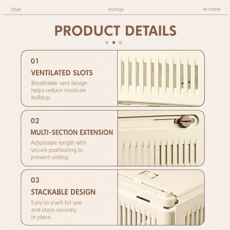 Expandable Drawer Organizer Bins Stackable Plastic Storage Baskets with Slider Lock 15 x 12 x 28cm - Image 8