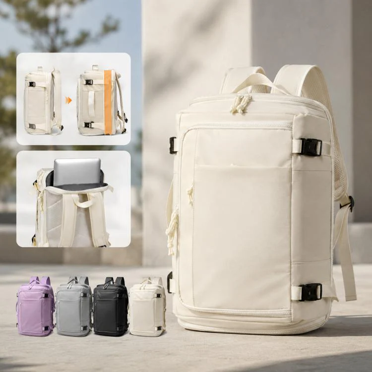 Expandable Travel Backpack Flight Approved 28-38L Carry On Backpack with Shoe Compartment 15.6-inch Laptop Pocket(Grey) - Image 2