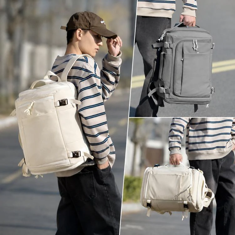 Expandable Travel Backpack Flight Approved 28-38L Carry On Backpack with Shoe Compartment 15.6-inch Laptop Pocket(Grey) - Image 3