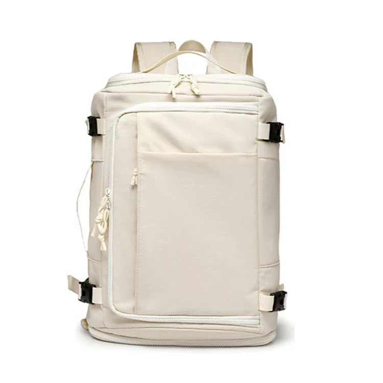 Expandable Travel Backpack Flight Approved 28-38L Carry On Backpack with Shoe Compartment 15.6-inch Laptop Pocket(White)