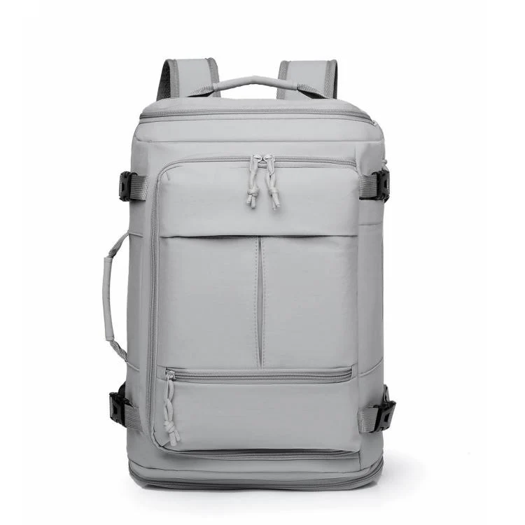 Expandable Travel Backpack Flight Approved Carry On Gym Backpack with Shoe Compartment USB Port(Grey)