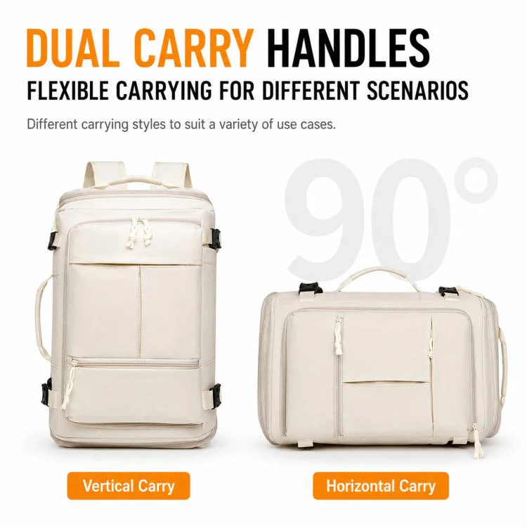 Expandable Travel Backpack Flight Approved Carry On Gym Backpack with Shoe Compartment USB Port(Grey) - Image 7