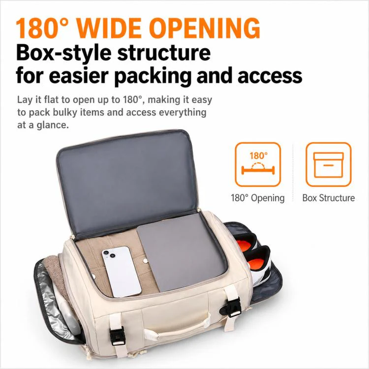 Expandable Travel Backpack Flight Approved Carry On Gym Backpack with Shoe Compartment USB Port(White) - Image 5