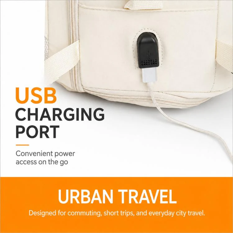 Expandable Travel Backpack Flight Approved Carry On Gym Backpack with Shoe Compartment USB Port(White) - Image 9