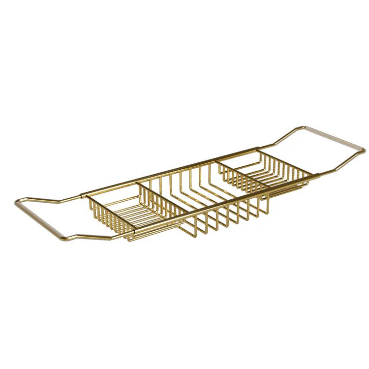 Extendable Bathtub Caddy Stainless Steel Bathtub Shelf Organizer Tablet Holder Standard  Gold