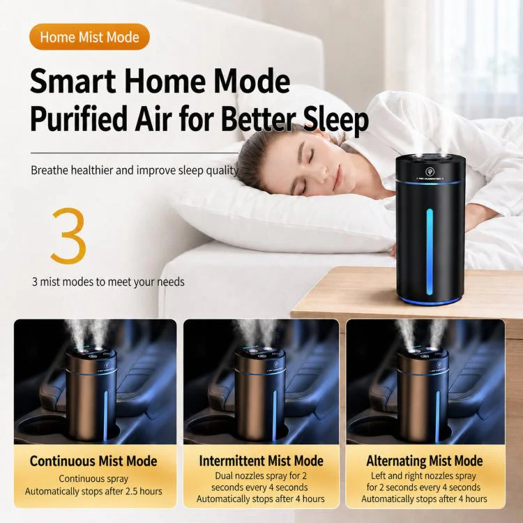 F10 Smart Dual Nozzle Humidifier Aroma Diffuser Portable Car Fragrance Sprayer With Ambient Light(Red) - Image 9