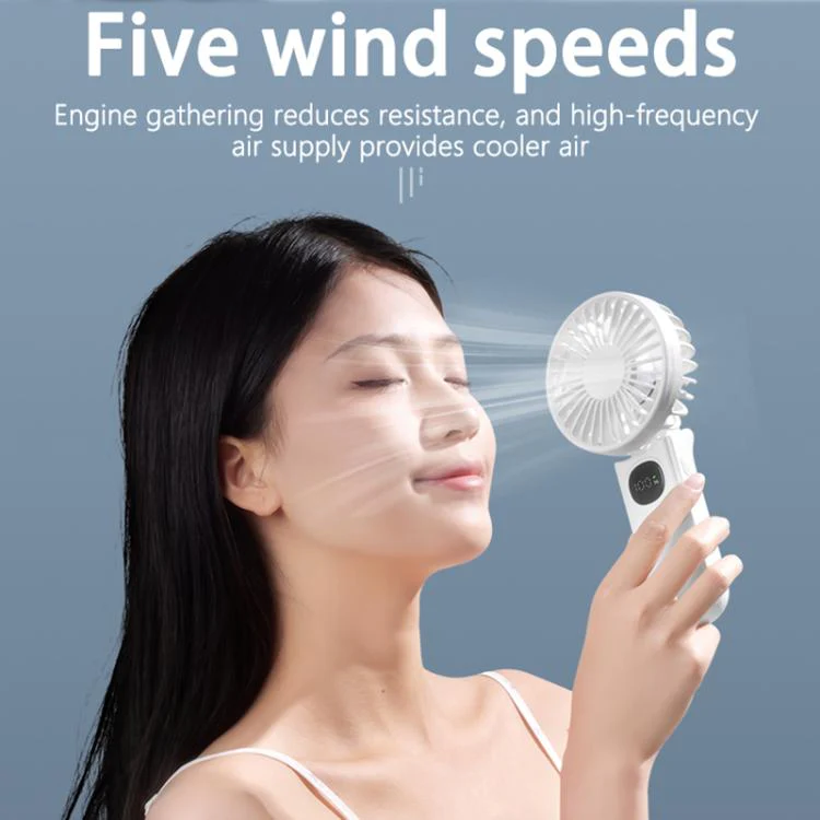 F11 Folding Handheld Fan with LED Display & Lanyard(White) - Image 4