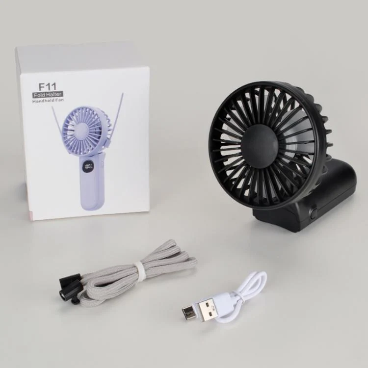 F11 Folding Handheld Fan with LED Display & Lanyard(White) - Image 9