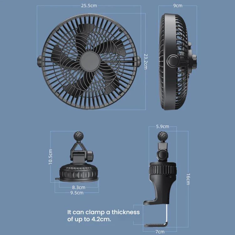F1303 12V/24V Car Cigarette Lighter Fan Stepless Speed Quiet Cooling Fan With Hanging Hook - Image 12