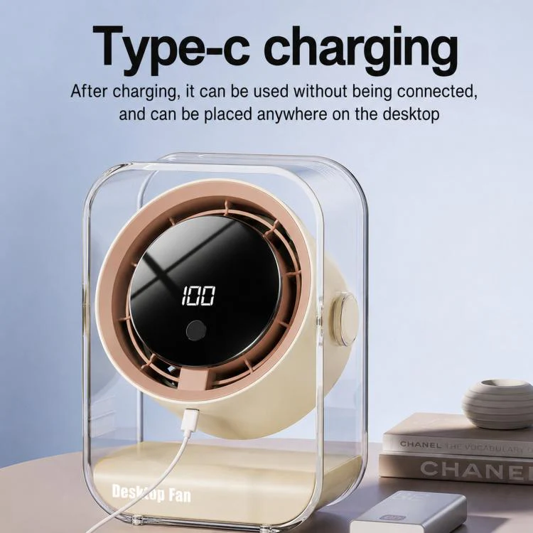 F15 Smart Timing Transparent Digital Display Desk Fan Small Circulating Table Fan For Office(Orange) - Image 9