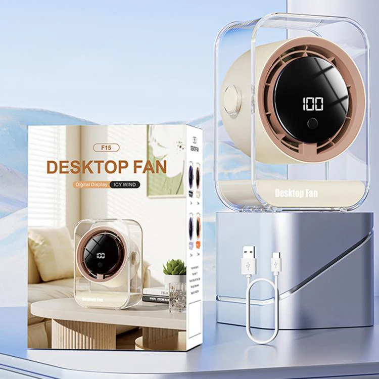 F15 Smart Timing Transparent Digital Display Desk Fan Small Circulating Table Fan For Office(White) - Image 10