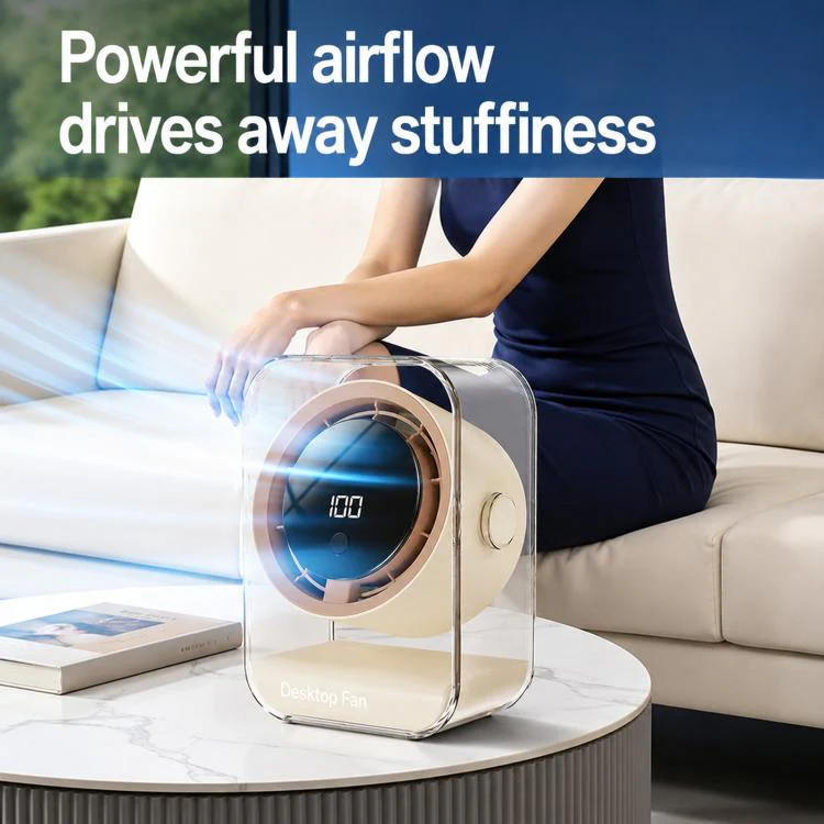 F15 Smart Timing Transparent Digital Display Desk Fan Small Circulating Table Fan For Office(White) - Image 2